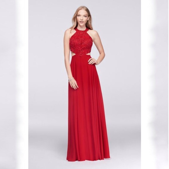 Betsy & Adam Dresses & Skirts - Betsy & Adam Red Crystal-beaded Bodice Dress